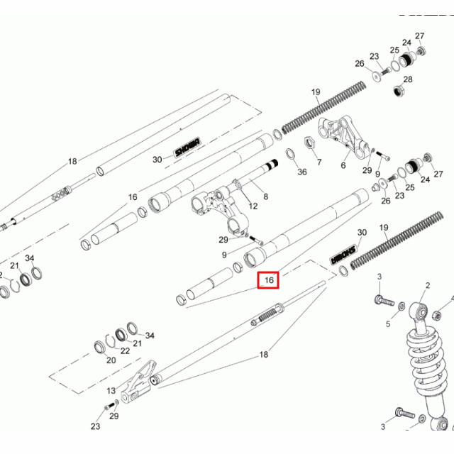Botella completa suspensión delantera Rieju 50-125 RS2/RS3