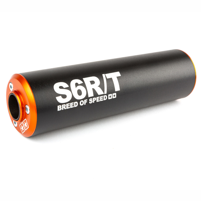Silenciador Stage6 R/T 80 - 100cc lado derecho naranja/negro