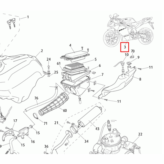 Juego de adhesivos Rieju 50 RS3 - Negro