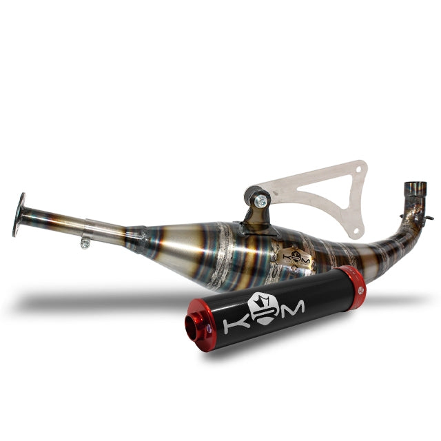 Escape Minarelli horizontal 90-100cc KRM - Silenciador Negro/Rojo