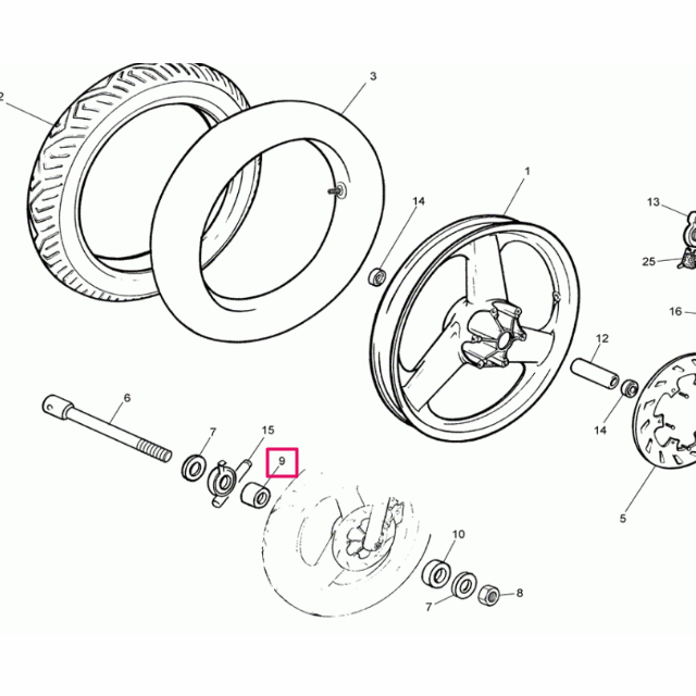 Separador reenvío rueda delantera 10x20x12 Rieju 50 RS1