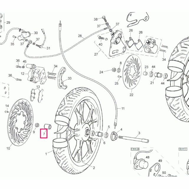 Separador lado freno rueda delantera Q 25x5x17 Rieju 50-125 RS2