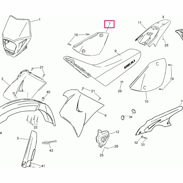 Tapa trasera derecha Rieju 50 RR Castrol