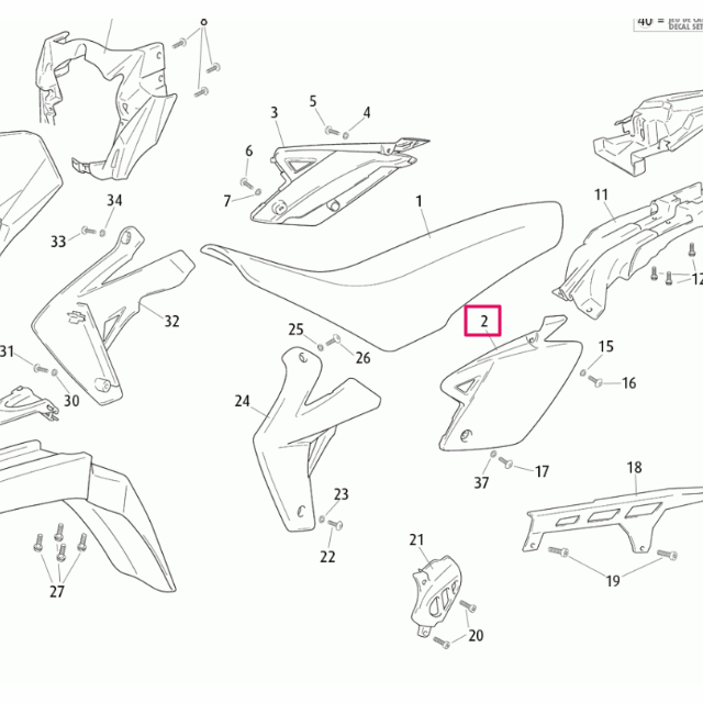 Tapa trasera izquierda Rieju 50 MRT - Blanco