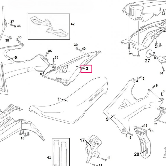 Tapa trasera lateral derecha Rieju 50 MRT Pro Trophy 2022 - Blanco