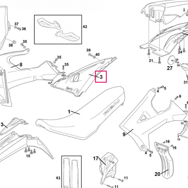 Tapa trasera lateral derecha Rieju 50 MRT 2022 - Rojo