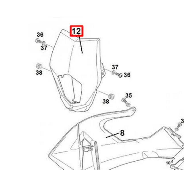 Plástico faro Rieju 125 MRT - Negro
