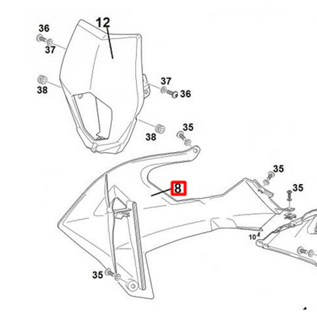 Tapa de radiador derecha Rieju 125 MRT - Negra