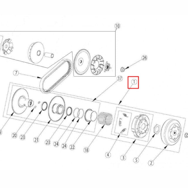 Kit poleas con embrague Rieju Bye Bike 45 km/h 17-19