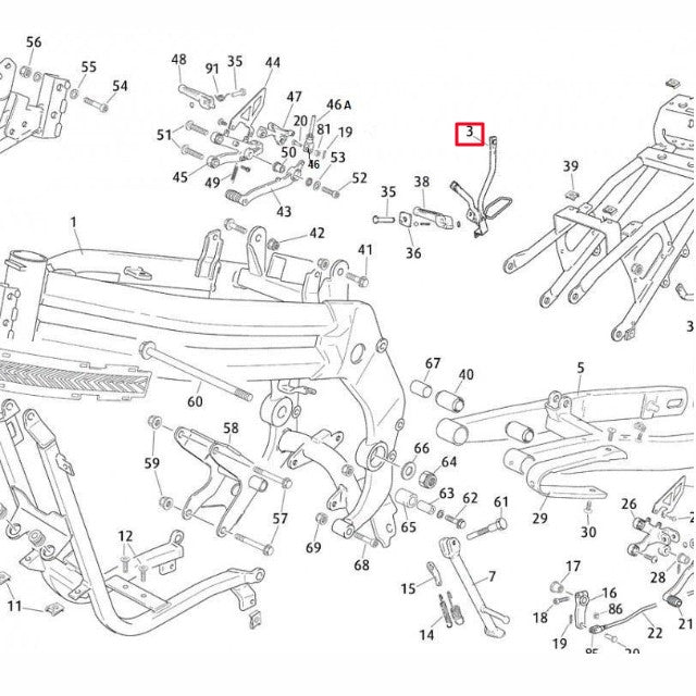 Soporte estribera pasajero derecha Rieju 50-125 RS3