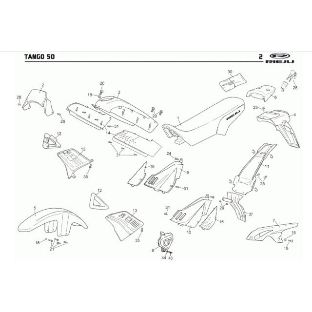 Tapa trasera izquierda Rieju Tango 50cc - Verde