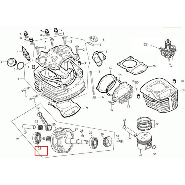 Rodamiento cicüeñal lado embrague Rieju 250 Tango