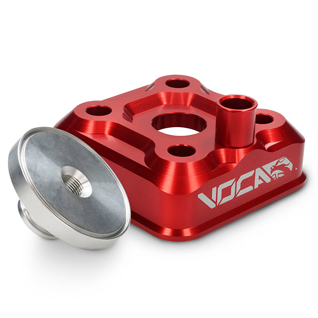 Culata modular VOCA Race Head RAW, culatín virgen, Yamaha DT LC/D, rojo