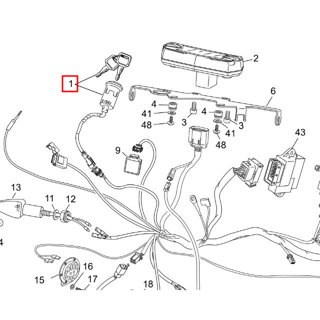 Cerradura completa original Sherco SM-R / SM-RS / SE-R / SE-RS