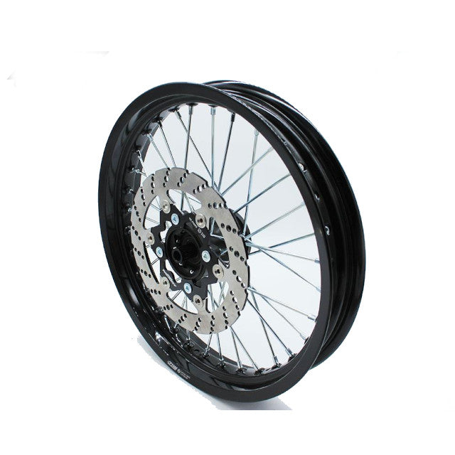 Llanta delantera aluminio completa 2.50x17" buje fundición Pitbike YCF - Negra