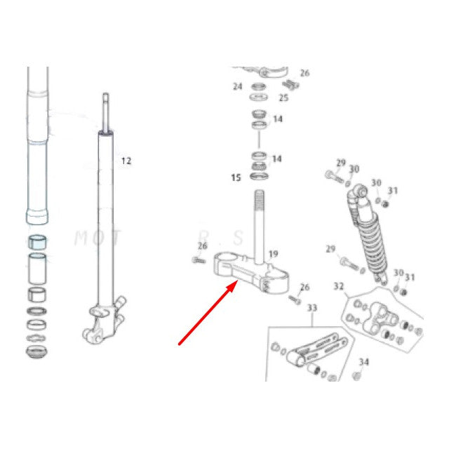 Tija superior R16V Rieju MRT 50 / Marathon 125