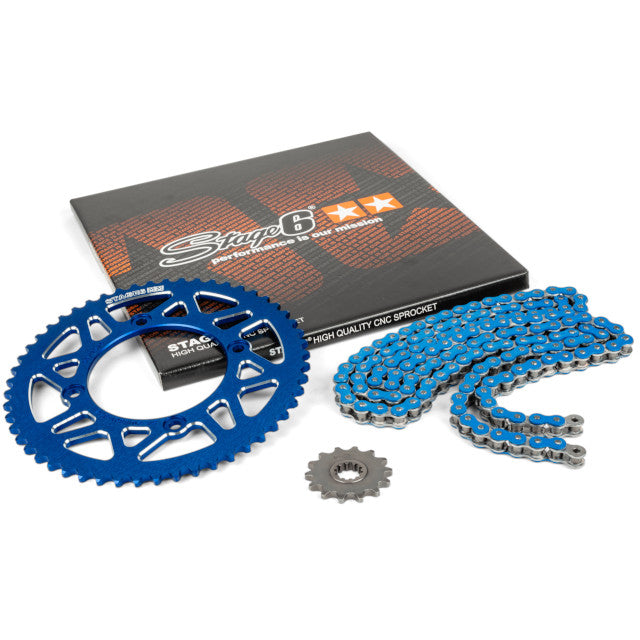 Kit cadena y corona aluminio CNC 14x53 420 Beta RR 50 Stage6 - Azul 
