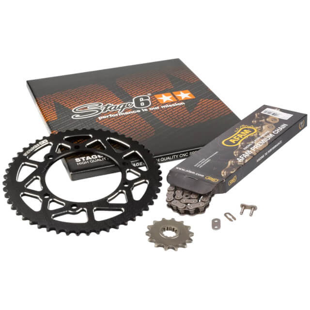 Kit cadena y corona aluminio CNC 14x53 420 Rieju MRT 50 Stage6 - Negro 
