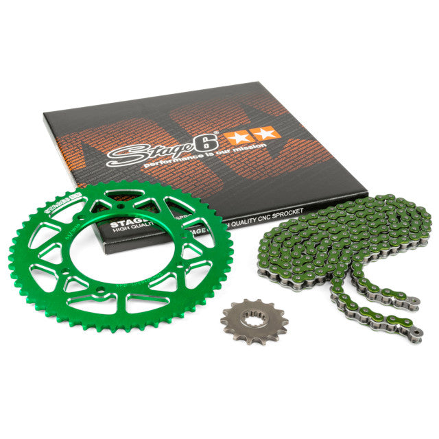 Kit cadena y corona aluminio CNC 14x53 420 Rieju MRT 50 Stage6 - Verde 