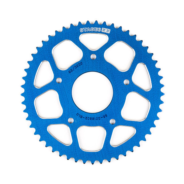 Corona Peugeot / Motorhispania 50 53D 420 aluminio CNC Stage6 - Azul