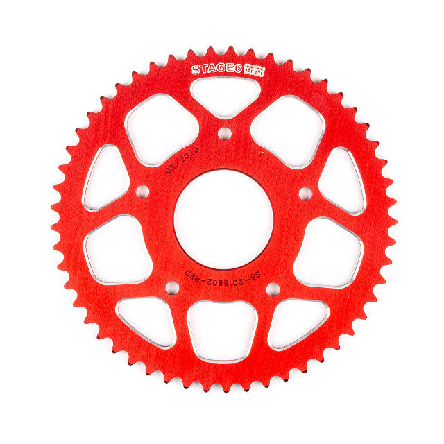 Corona Peugeot / Motorhispania 50 53D 420 aluminio CNC Stage6 - Rojo