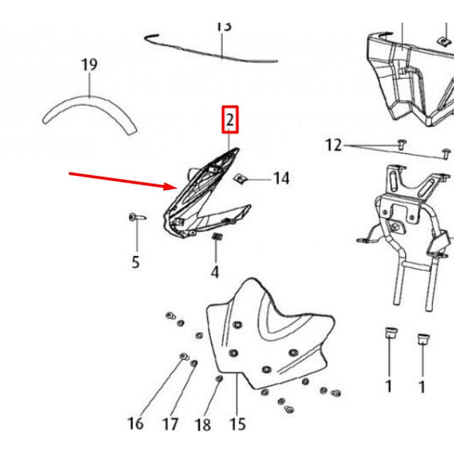 Tapa portafaro derecha Rieju Strada 125 2019 - Blanca