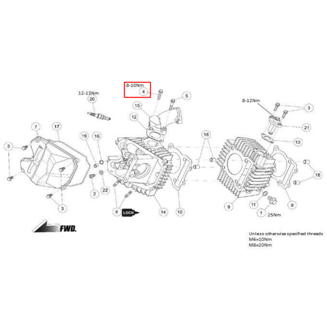 Tornillo tobera admisión/culata M6x25 motor Daytona Anima