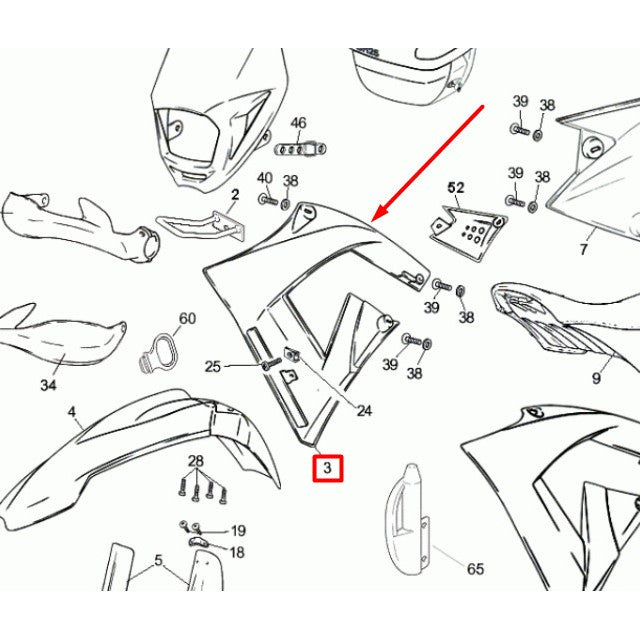 Tapa lateral derecha Rieju MRX 50 2006 - azul