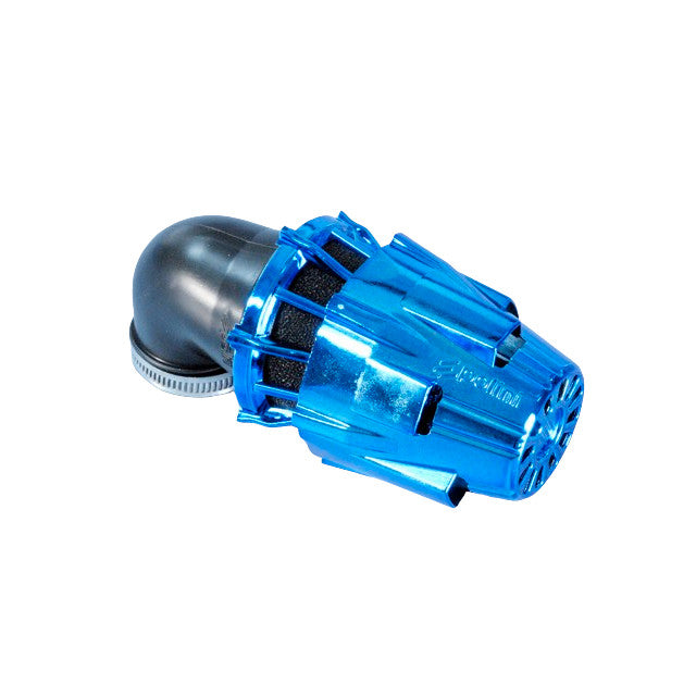 Filtro aire largo curvado d=32mm Polini 90º - azul