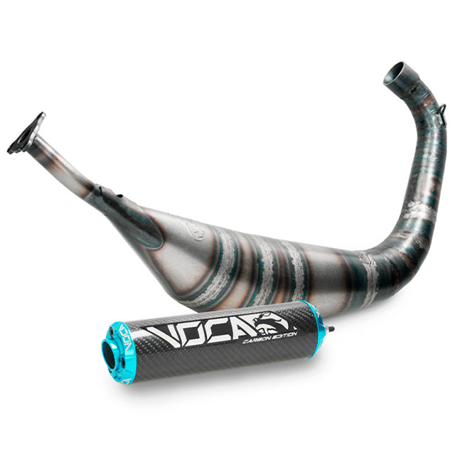 Escape Derbi Senda Carbon Racing 70/80cc VOCA - silenciador cazoleta azul cyan