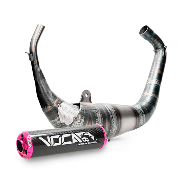 Escape Aprilia RS >2006 Derbi GPR >2004 Carbon Racing 80cc VOCA salida bajo culín - silenciador cazoleta rosa