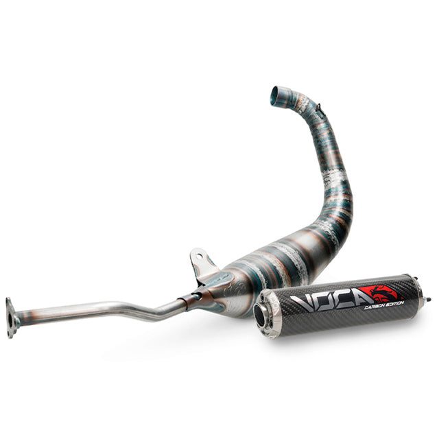 Escape Yamaha TZR >2003 / Aprilia RS 1999-2004 Racing Carbon 80cc Voca salida abajo - silenciador cazoleta gris