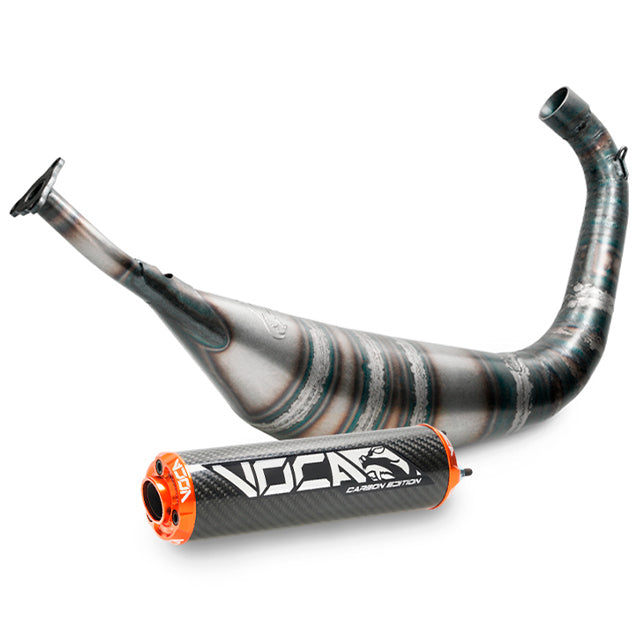 Escape HM Moto Cre Derapage Six SM Carbon Racing 70/80cc VOCA - silenciador cazoleta naranja