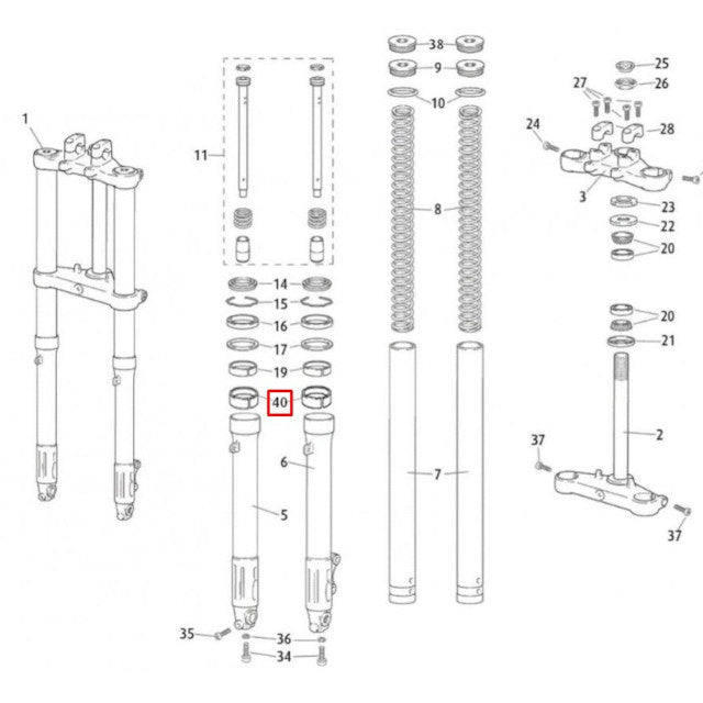 Rascador barra de suspensión 38x36x15 Rieju Marathon 125 / MRT 50-125 -1 unidad