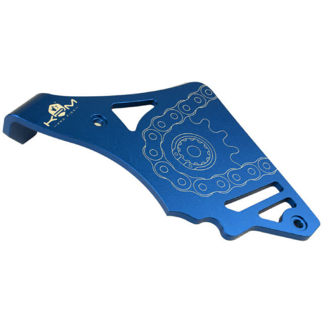 Tapa cubre piñón con tirante Minarelli AM6 aluminio KRM - azul