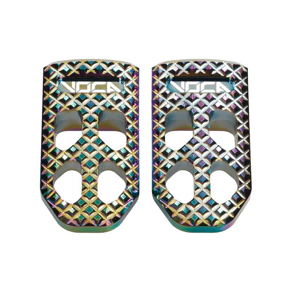 Juego de estriberas piloto CNC VOCA Racing - neocromado