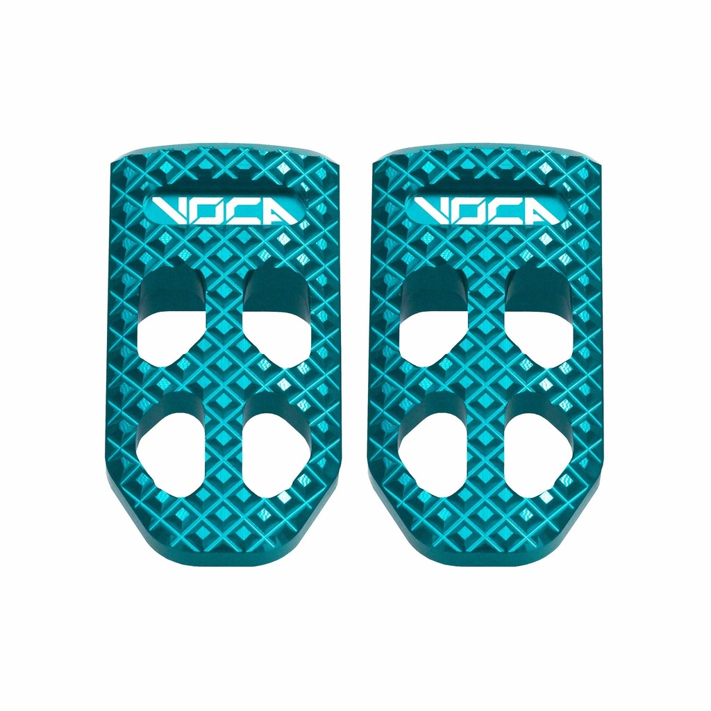 Juego de estriberas piloto CNC VOCA Racing - azul cyan