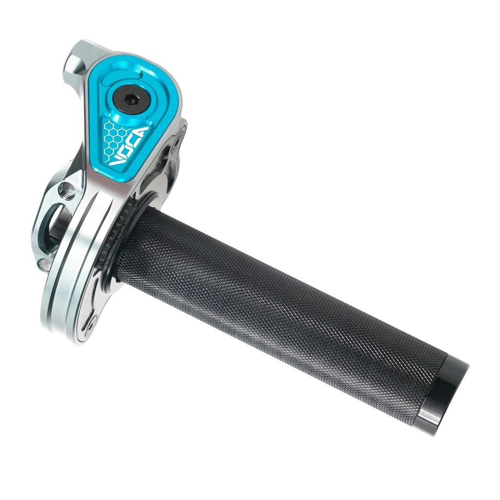 Mando de gas VOCA Bestia CNC 90º - azul cyan