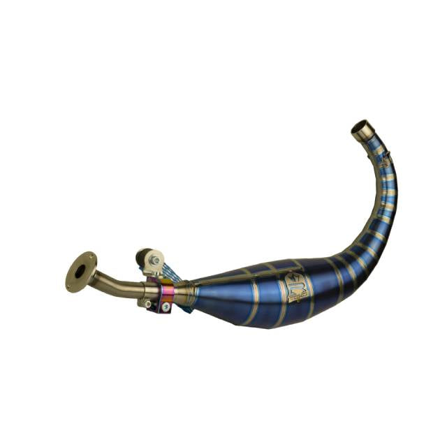 Bufanda de escape titanio azul KRM Minarelli AM6 70-80cc