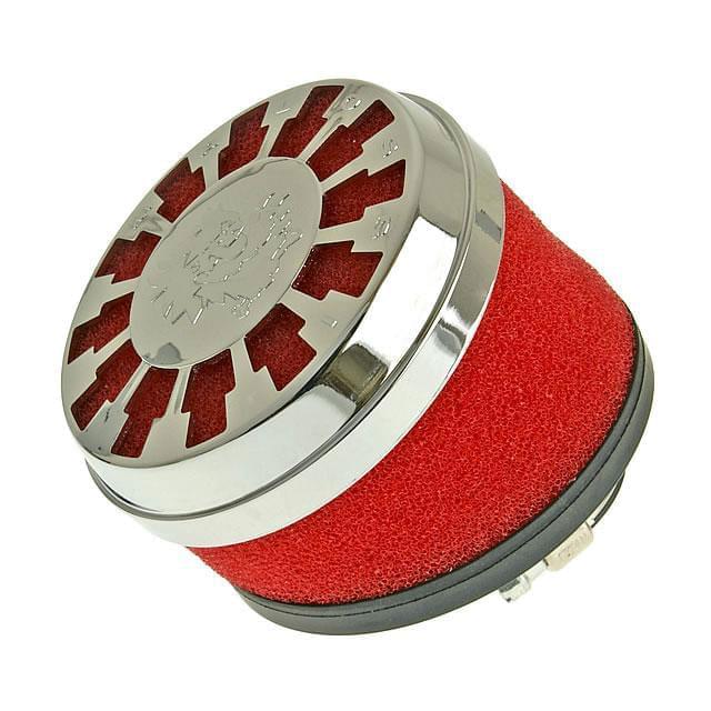 Filtro de potencia Malossi "RED-Filter E13" con conexión de 32-38mm, largo con angulo de 25°