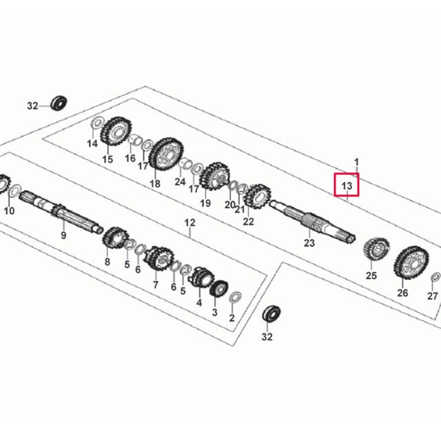 Arbol de transmisión secundario completo Rieju Tango 250cc 4T
