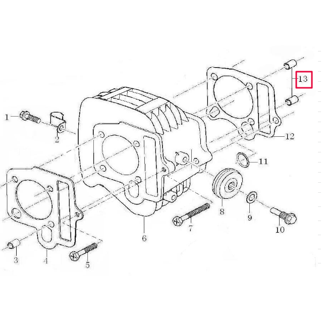 Casquillo centrador cilindro Ø8xØ7x12 Pitbike motor 125-G-02 Zongshen