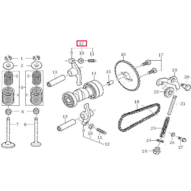 Balancín culata Pitbike motor 125-G-02 Zongshen