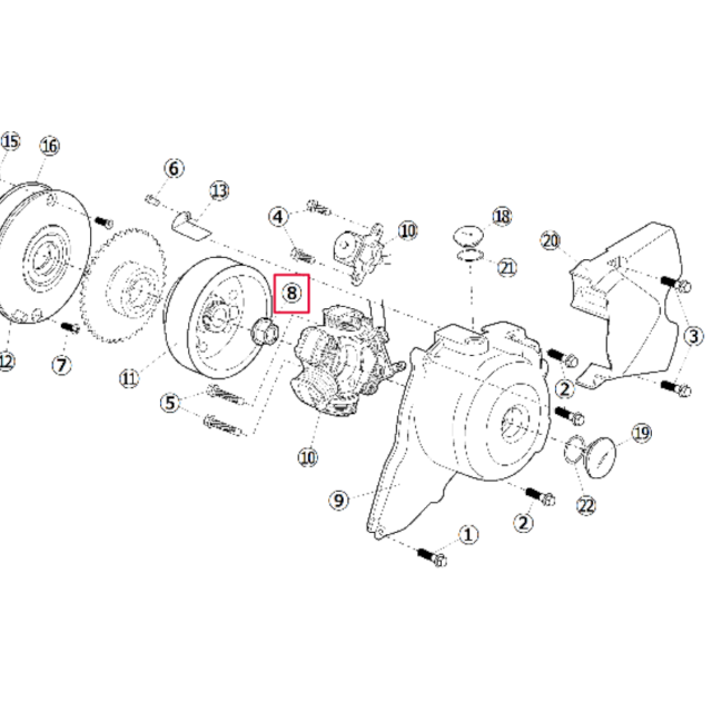 Tuerca encendido/cigüeñal 190 arranque elec. Pitbike motor Daytona Anima