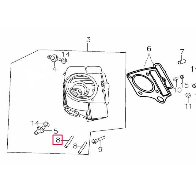 Tornillo culata M6x38 Pitbike motor 150-3/E 150-5 YX