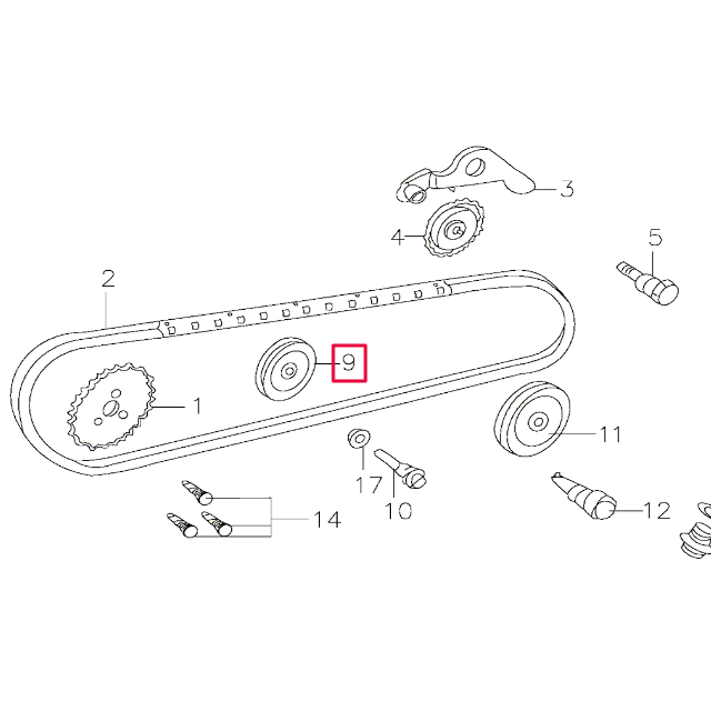 Rodillo guía cadena distribucíon Pitbike motor 150-3/E 150-5 YX