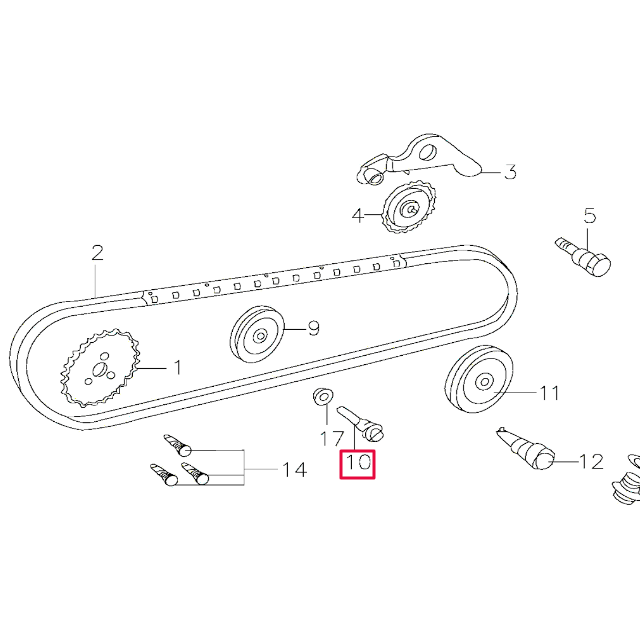 Tornillo pasador rodillo guía cadena distribucíon Pitbike motor 150-3/E 150-5 YX