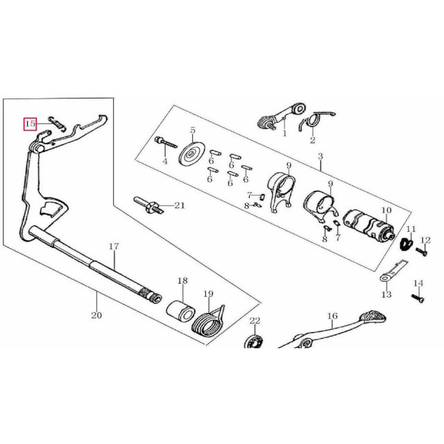 Muelle tensión eje pedal de cambio Pitbike Zongshen 155Z