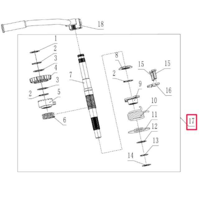 Eje pedal de arranque completo Pitbike motor 190 Zongshen