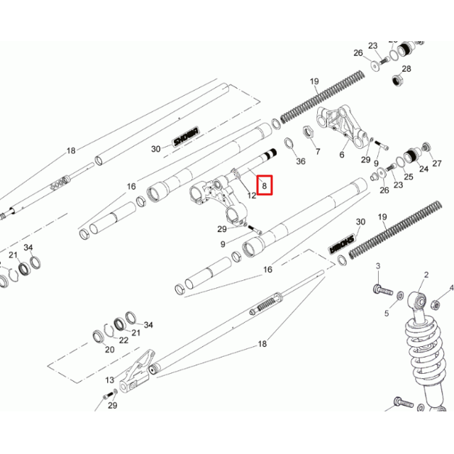Tija inferior horquilla Showa Rieju 50-125 RS2/RS3